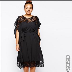 ASOS CURVE Lace Insert Kimono Dress-Size 14